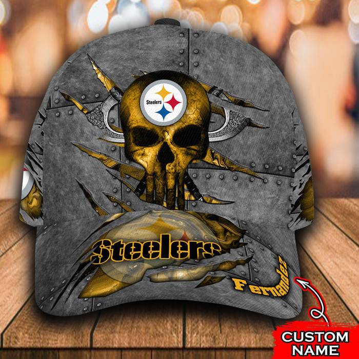 Personalized Pittsburgh Steelers The Punisher Skull 3D Classic Baseball Cap CNI861