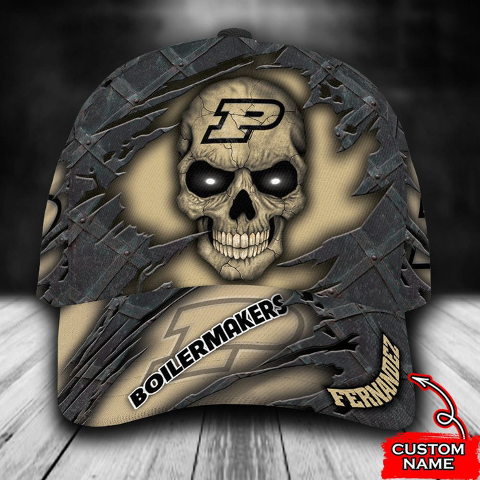 Personalized Purdue Boilermakers Skull 3D Baseball Cap CNI1781