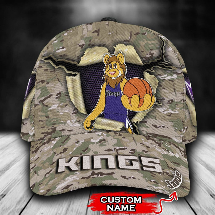 Personalized Sacramento Kings Mascot NBA Camo Pattern 3D Baseball Cap CNI1875