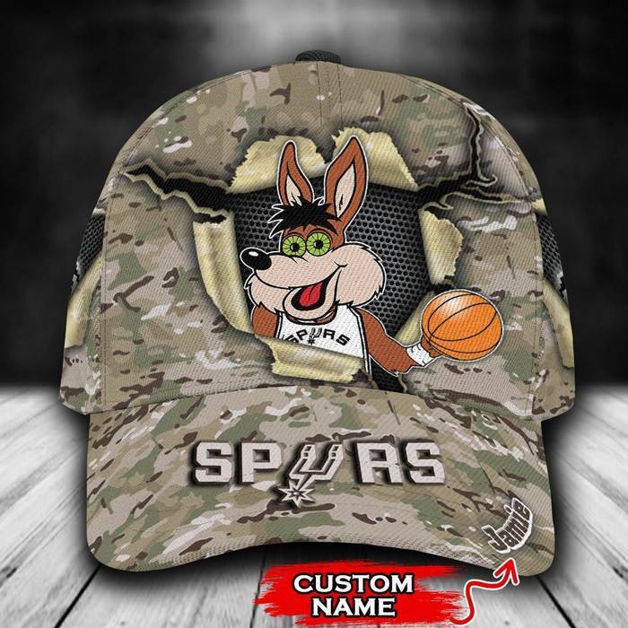Personalized San Antonio Spurs Mascot NBA Camo Pattern 3D Baseball Cap CNI1042