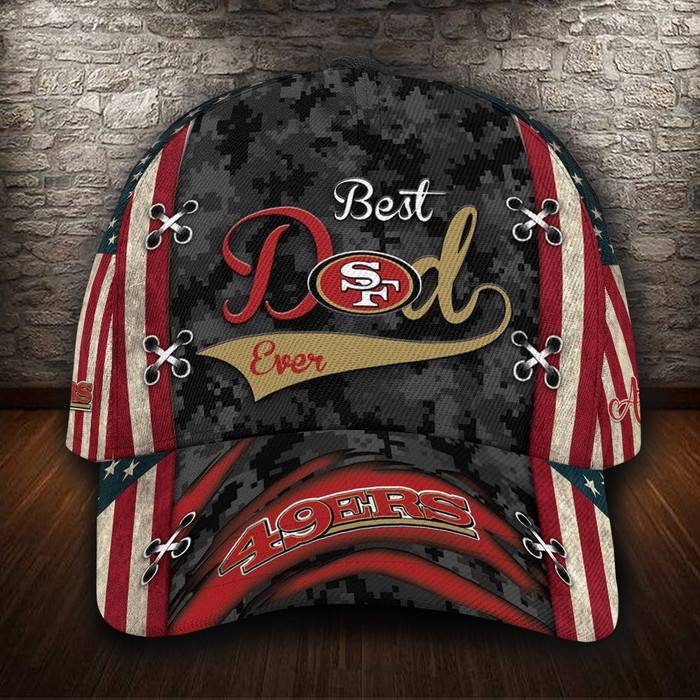 Personalized San Francisco 49Ers Best Dad USA Flag 3D Baseball Cap CNI1495