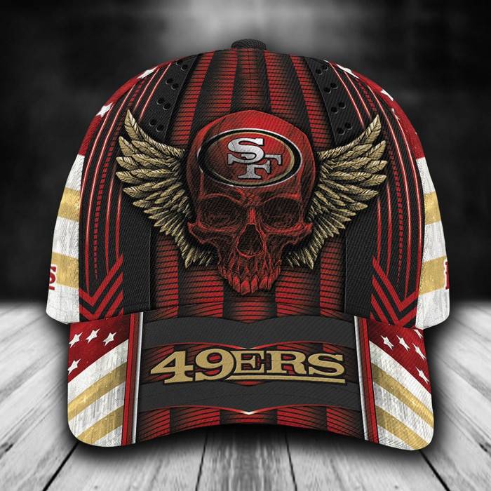 Personalized San Francisco 49Ers Skull Wings 3D Baseball Cap CNI1120