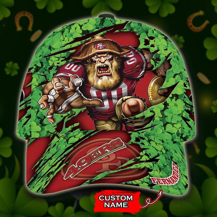Personalized San Francisco 49ers St Patricks Day Mascot 3D Classic Baseball Cap CNI978