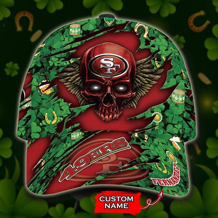 Personalized San Francisco 49ers St Patricks Day Skull 3D Classic Baseball Cap CNI852
