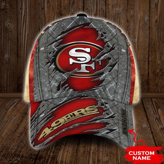 Personalized San Francisco 49Ers USA Flag 3D Baseball Cap Red CNI1760