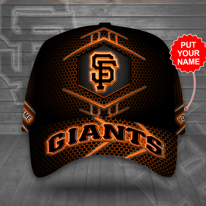 Personalized San Francisco Giants 3D Tiling Classic Baseball Cap/Hat Black Orange Cgi2236