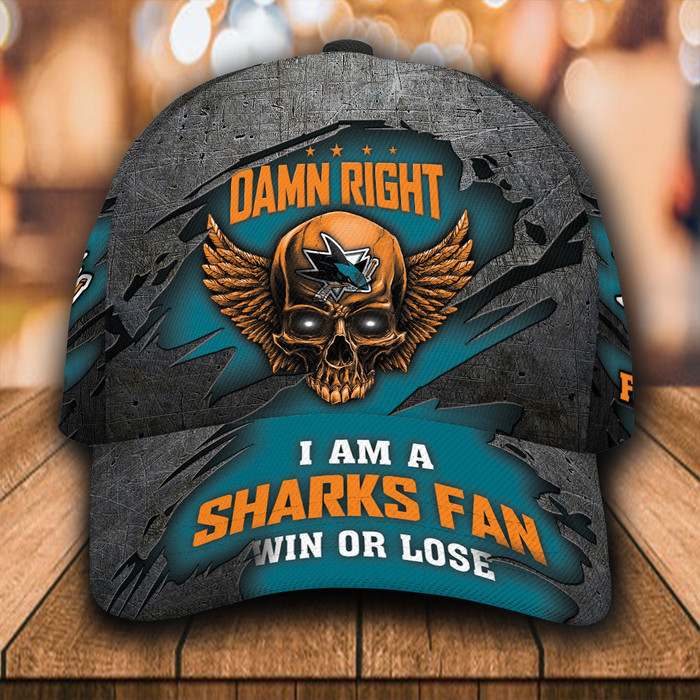 Personalized San Jose Sharks Skull Damn Right 3D Classic Baseball Cap CNI541