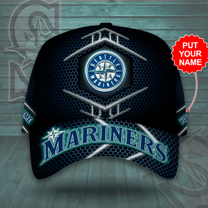 Personalized Seattle Mariners 3D Classic Baseball Cap Black Blue CNI2223
