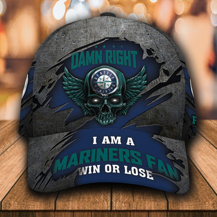 Personalized Seattle Mariners Skull Damn Right 3D Classic Baseball Cap CNI466