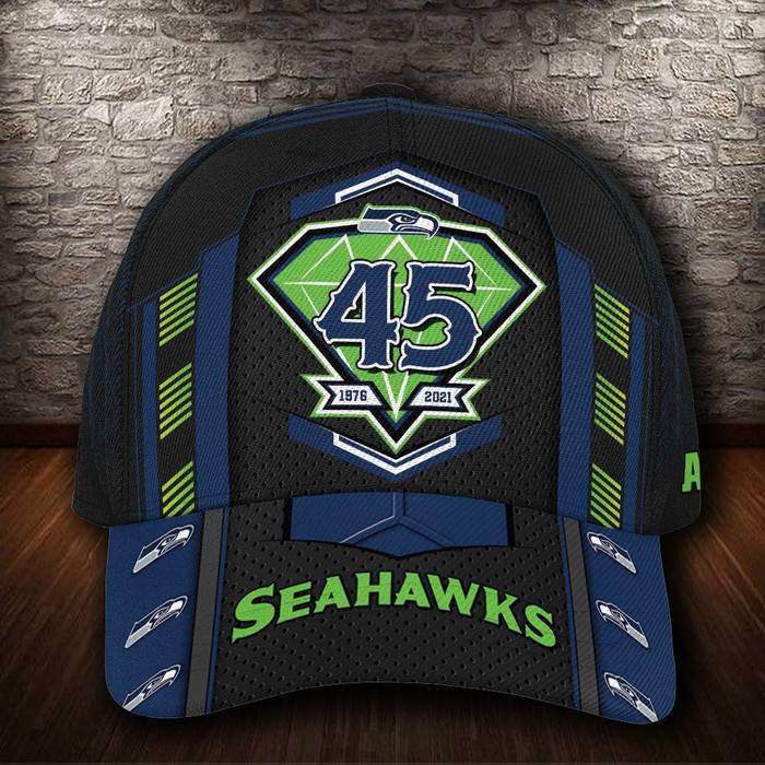 Personalized Seattle Seahawks 45th Anniversary 3D Classic Baseball Cap CNI882