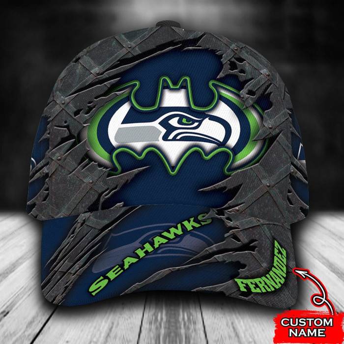 Personalized Seattle Seahawks Batman Logo 3D Baseball Cap Navy CNI1932