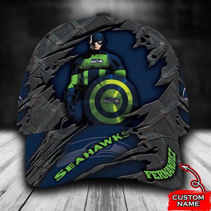 Personalized Seattle Seahawks Captain America 3D Classic Baseball Cap CNI367