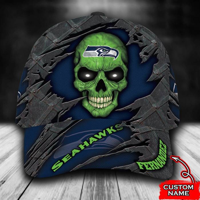 Personalized Seattle Seahawks Skull 3D Classic Baseball Cap CNI595