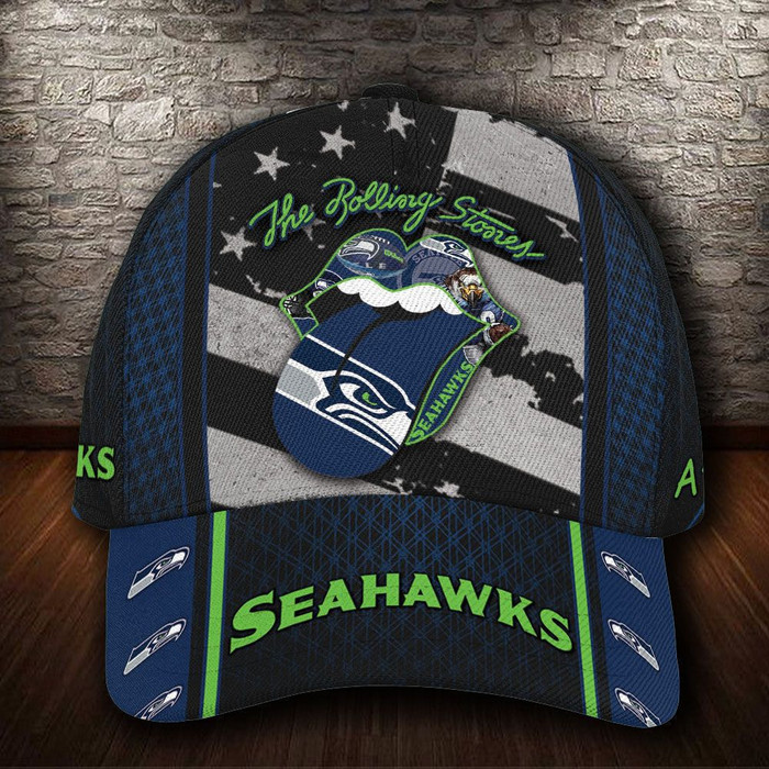 Personalized Seattle Seahawks The Rolling Stones 3D Classic Baseball Cap CNI843
