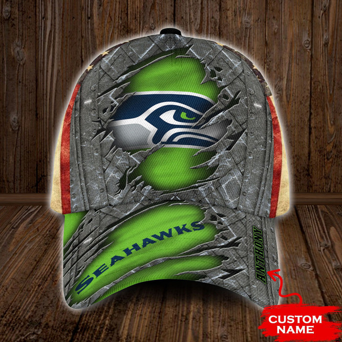 Personalized Seattle Seahawks USA Flag 3D Classic Baseball Cap CNI645