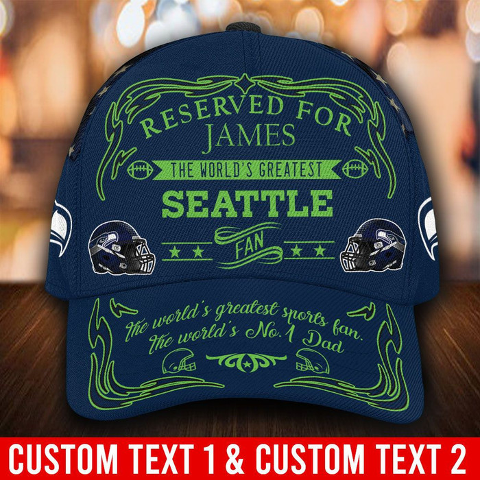 Personalized Seattle Seahawks Worlds Greatest Fan 3D Classic Baseball Cap CNI601