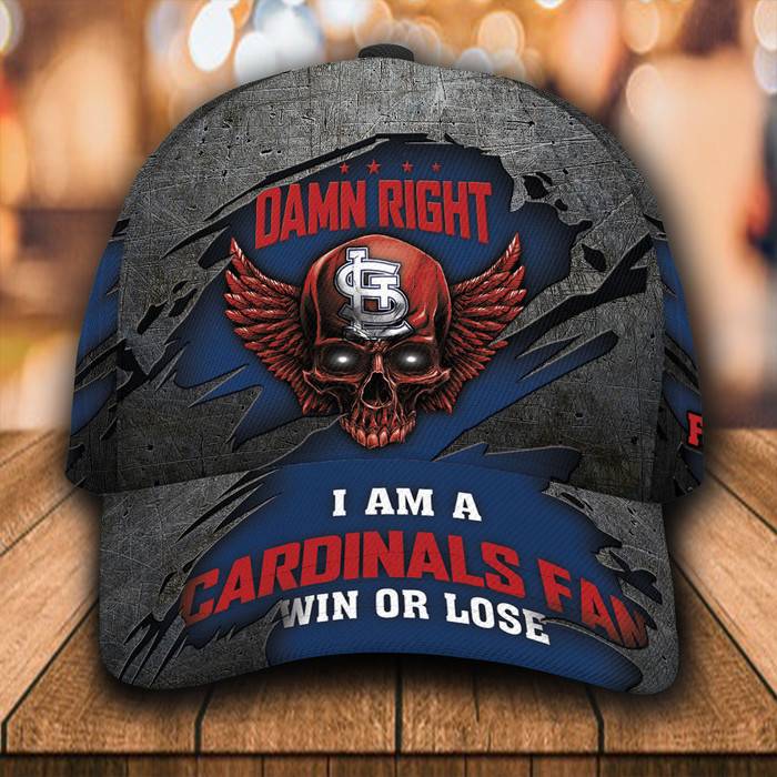 Personalized St Louis Cardinals Skull Damn Right 3D Classic Baseball Cap CNI864