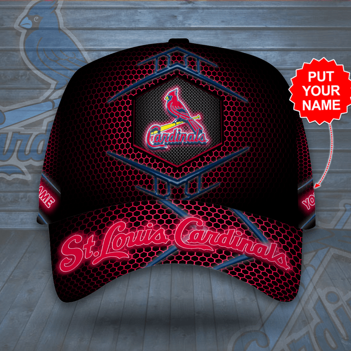Personalized St. Louis Cardinals 3D Tiling Classic Baseball Cap Black Red CNI2178