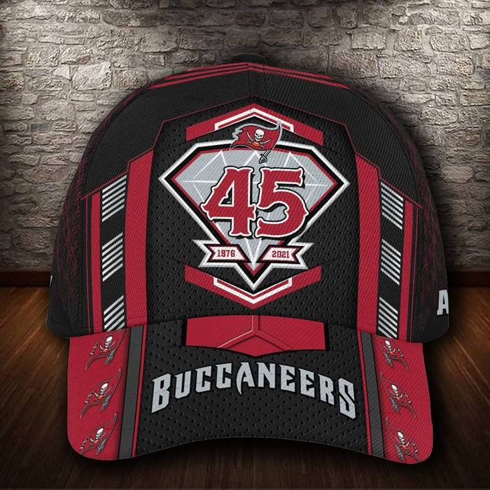 Personalized Tampa Bay Buccaneers 45 Years Anniversary 1976 2021 3D Baseball Cap CNI1610