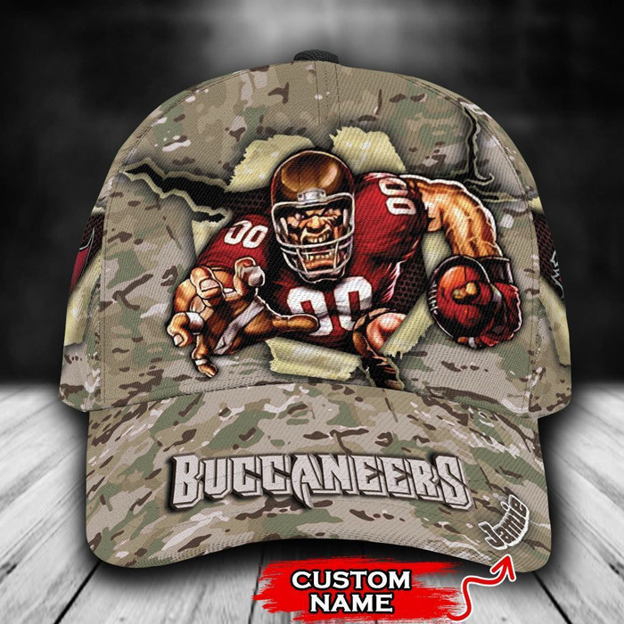 Personalized Tampa Bay Buccaneers Camo Mascot 3D Classic Baseball Cap CNI1313