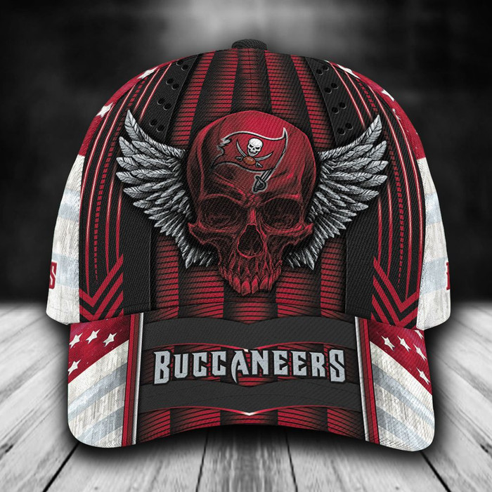 Personalized Tampa Bay Buccaneers Skull 3D Baseball Cap Red White CNI1544