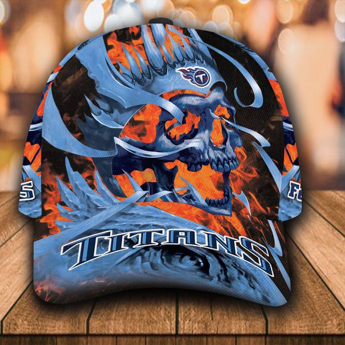 Personalized Tennessee Titans Flame Skull 3D Classic Baseball Cap CNI431