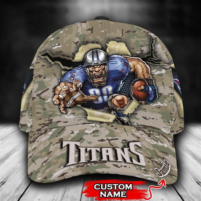 Personalized Tennessee Titans Mascot Camo 3D Baseball Cap CNI1708