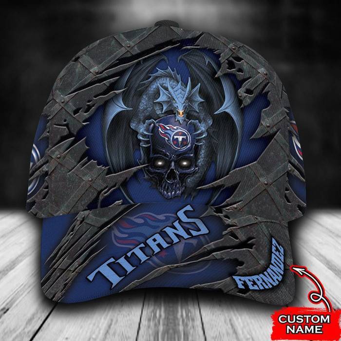 Personalized Tennessee Titans Skull Dragon 3D Classic Baseball Cap CNI235