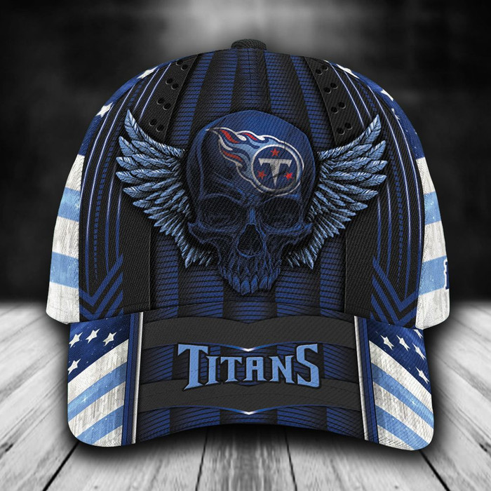 Personalized Tennessee Titans Skull Wings 3D Baseball Cap Blue CNI1723