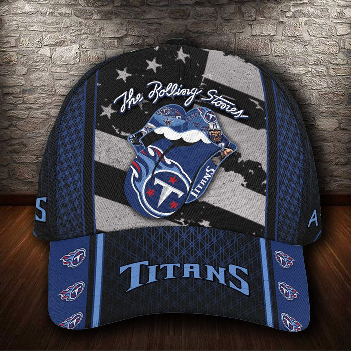 Personalized Tennessee Titans The Rolling Stones 3D Baseball Cap Blue CNI1881