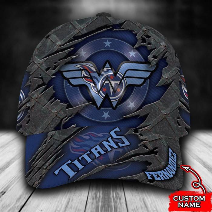 Personalized Tennessee Titans Wonder Woman Logo 3D Baseball Cap Navy CNI1730
