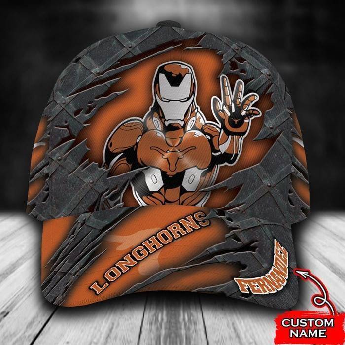 Personalized Texas Longhorns Iron Man 3D Classic Baseball Cap CNI357