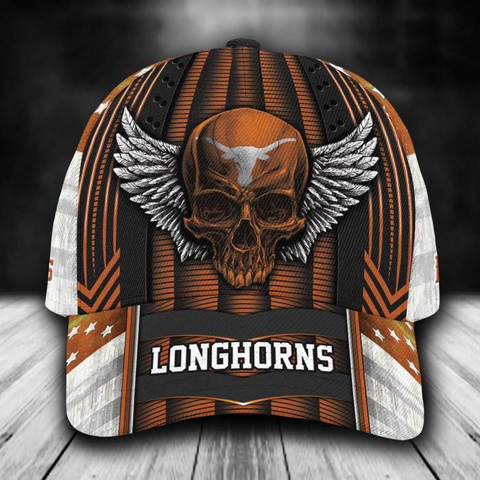 Personalized Texas Longhorns Skull Wings 3D Classic Baseball Cap CNI440
