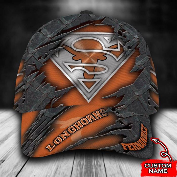 Personalized Texas Longhorns Superman 3D Classic Baseball Cap CNI1940