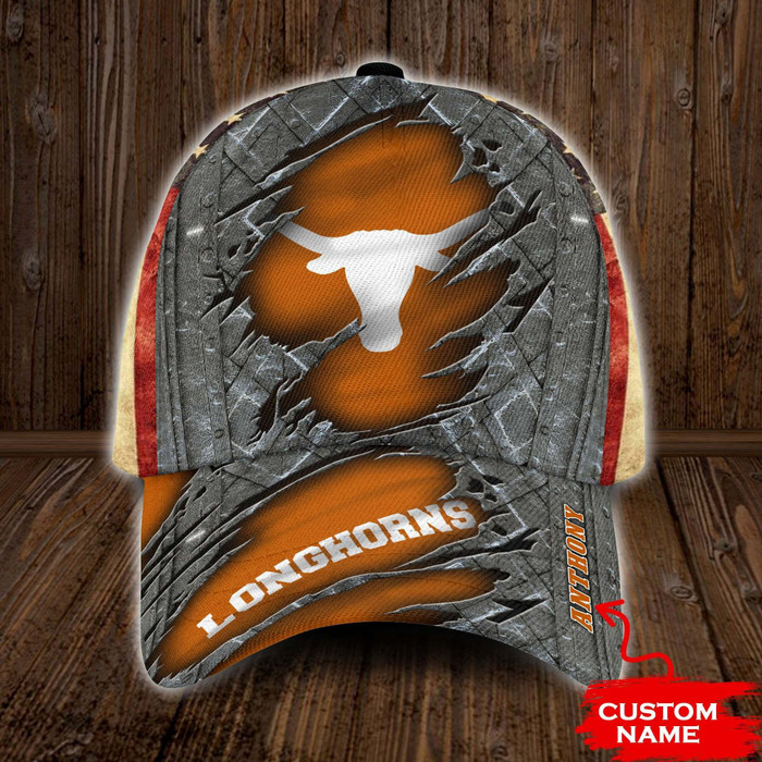 Personalized Texas Longhorns USA Flag 3D Classic Baseball Cap CNI531