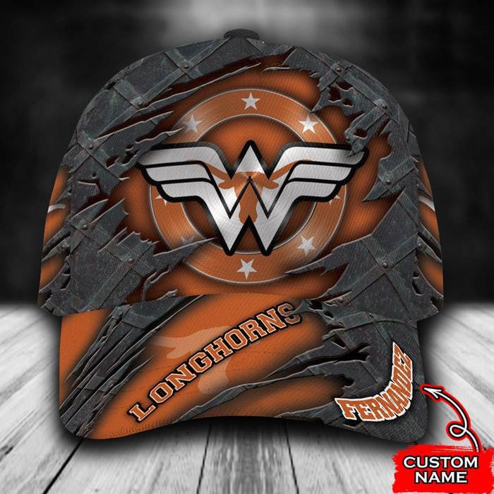 Personalized Texas Longhorns Wonder Wonman 3D Hawaiian Baseball Cap CNI1943