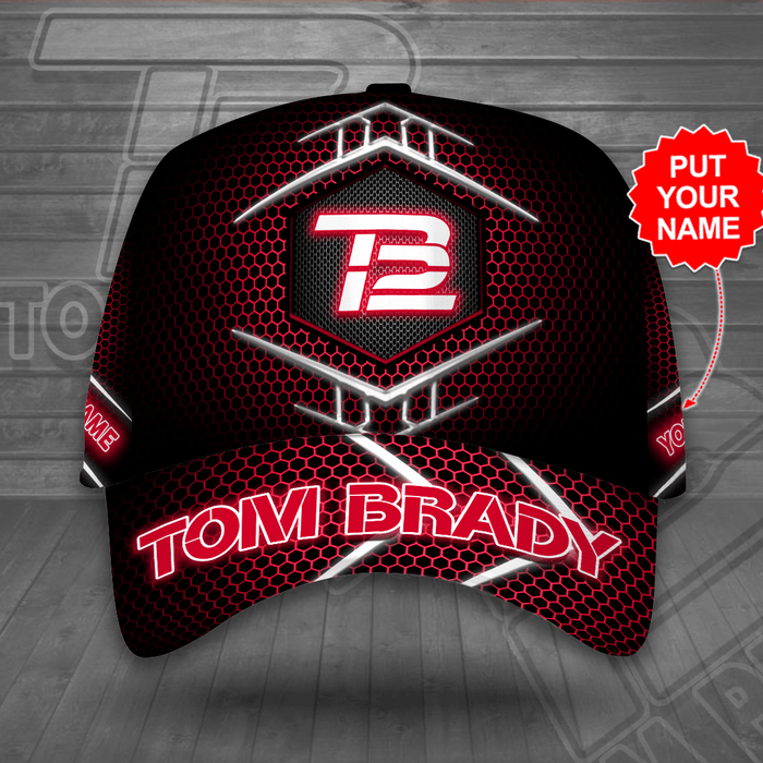 Personalized Tom Brady Tampa Bay Buccaneers 3D Classic Baseball Cap Black Red CNI2210