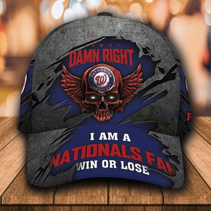 Personalized Washington Nationals Skull Damn Right 3D Classic Baseball Cap CNI652