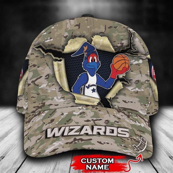 Personalized Washington Wizards Camo Mascot NBA 3D Classic Baseball Cap CNI576