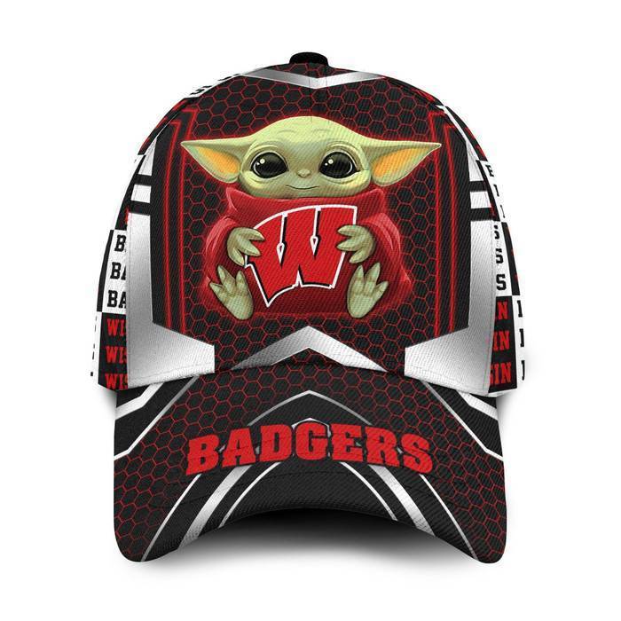 Personalized Wisconsin Badgers Baby Yoda 3D Classic Baseball Cap CNI1167