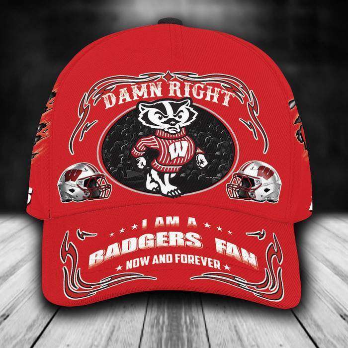 Personalized Wisconsin Badgers Mascot Damn Right 3D Classic Baseball Cap CNI564