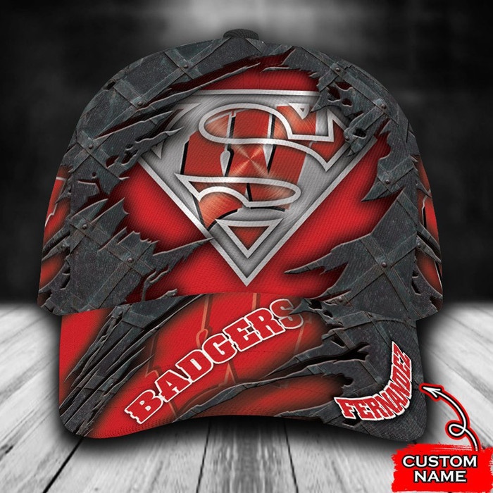 Personalized Wisconsin Badgers Superman 3D Classic Baseball Cap CNI688