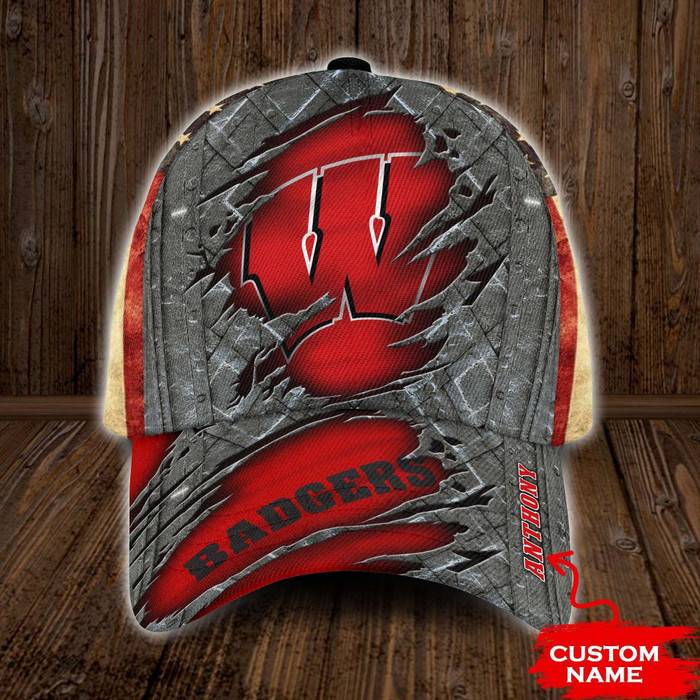 Personalized Wisconsin Badgers USA Flag 3D Classic Baseball Cap CNI849