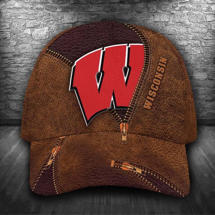 Personalized Wisconsin Badgers Zip 3D Classic Baseball Cap CNI249