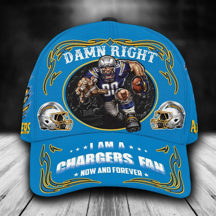 PersonalizedLos Angeles Chargers Mascot Damn Right 3D Classic Baseball Cap CNI1334