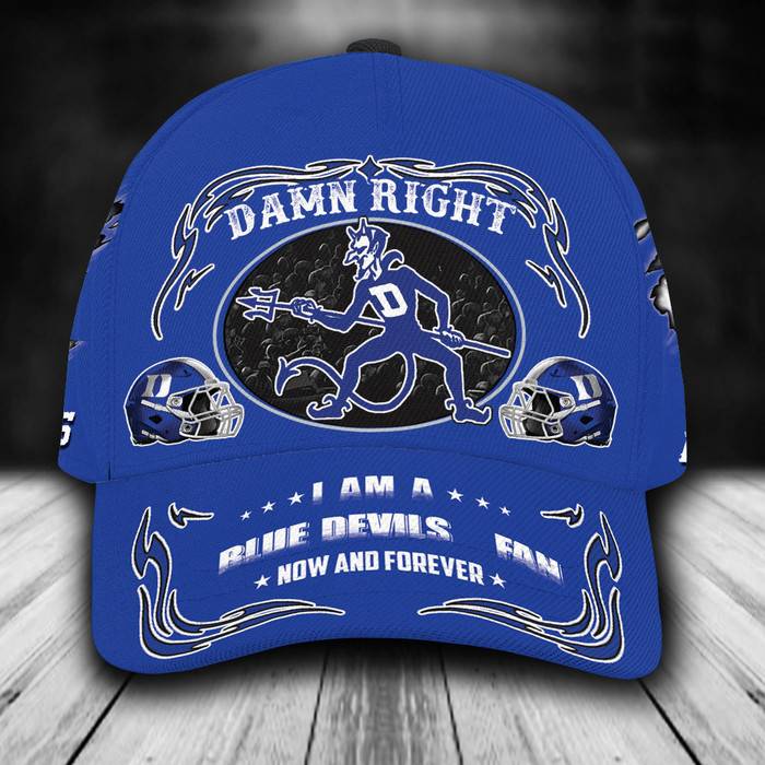 Personalizes I Am A Duke Blue Devils Fan Now And Forever 3D Baseball Cap Blue CNI1010