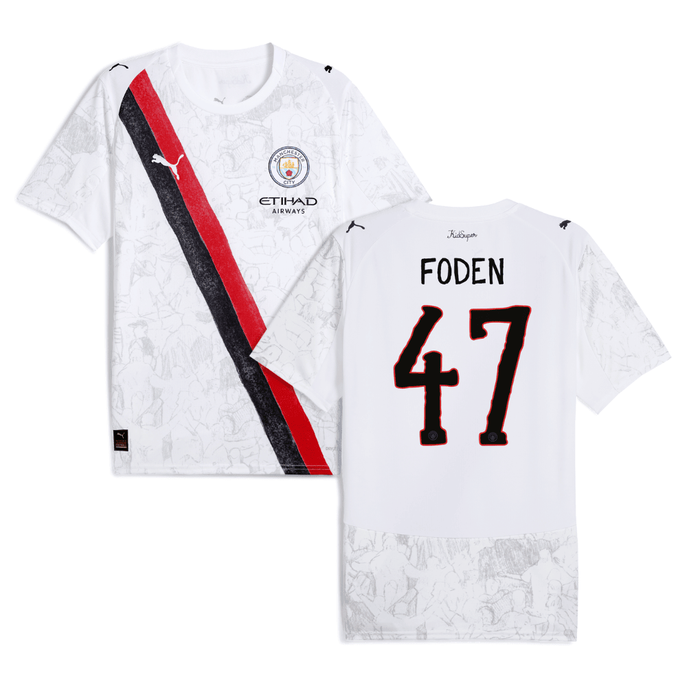 Phil Foden 47 Manchester City x KidSuper 2025/26 Men Jersey - White
