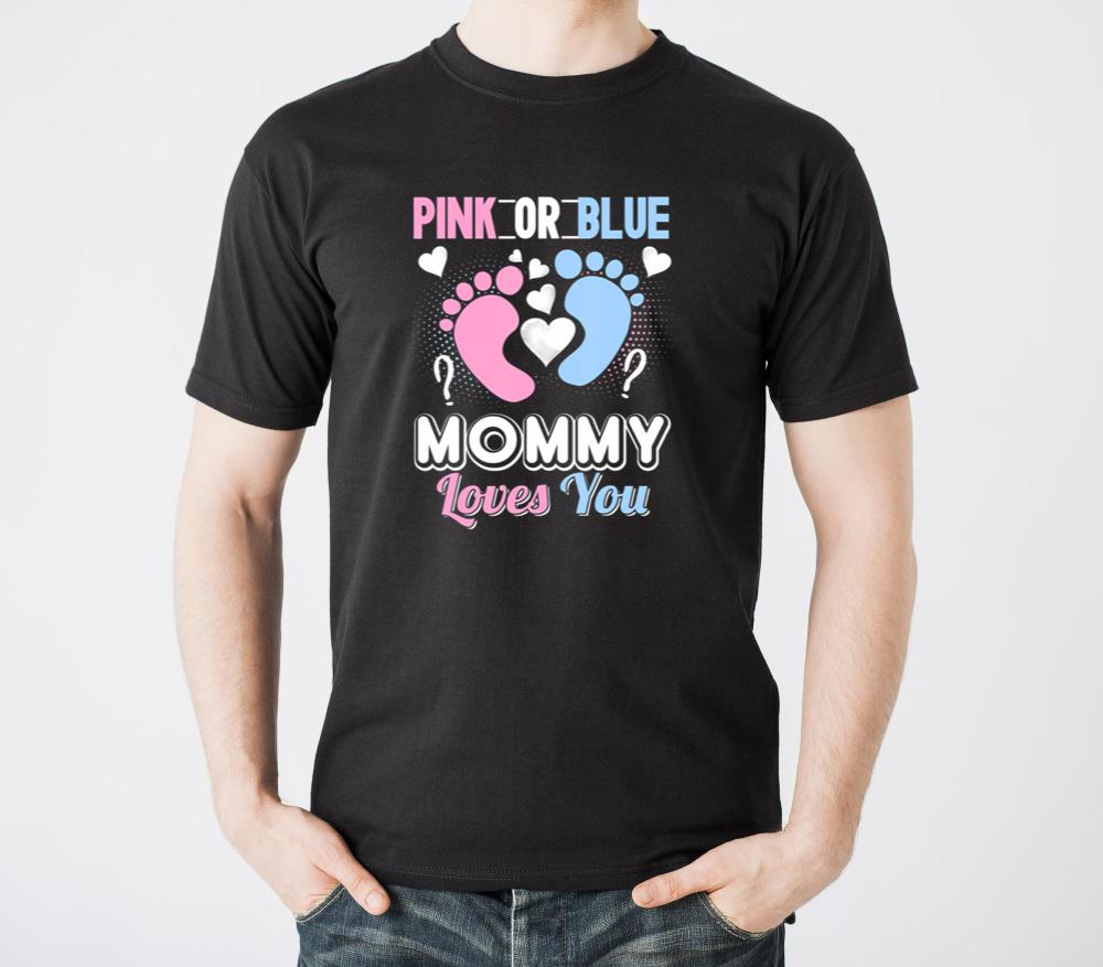 Pink or Blue Mommy Loves You Gender Reveal Party M1 - Unisex Standard T-Shirt
