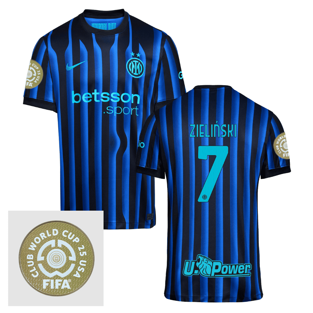 Piotr Zieliski 7 Inter Milan FIFA Club World Cup 25 USA Patch Home Men Jersey - Blue