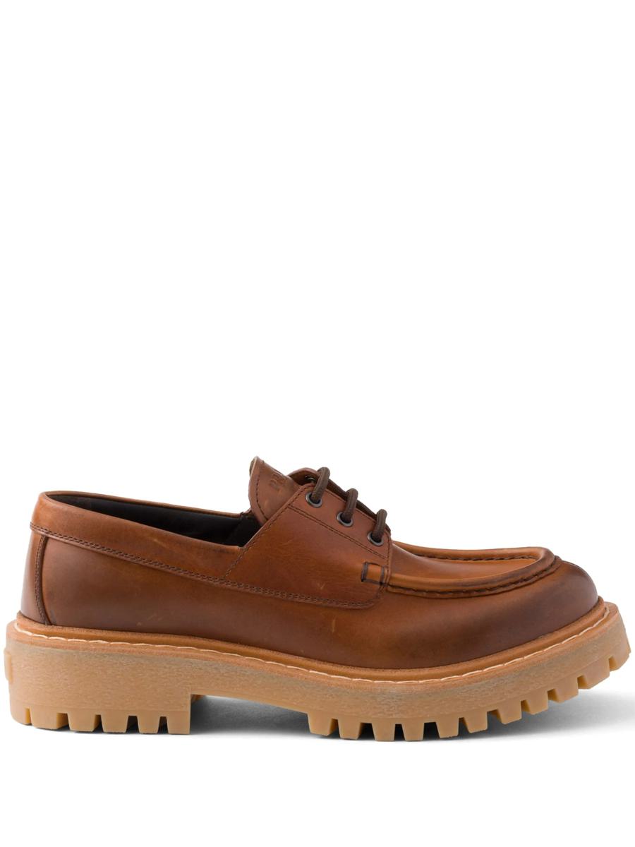 Prada 45Mm Lace-Up Leather Loafers